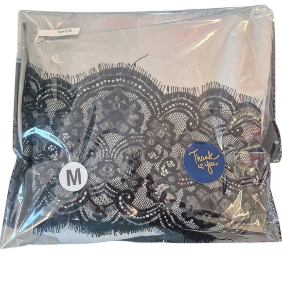 Jody California Women's Silver Poly & Black Lace Lined Slip Skirt NEW NWT - Picture 6 of 13